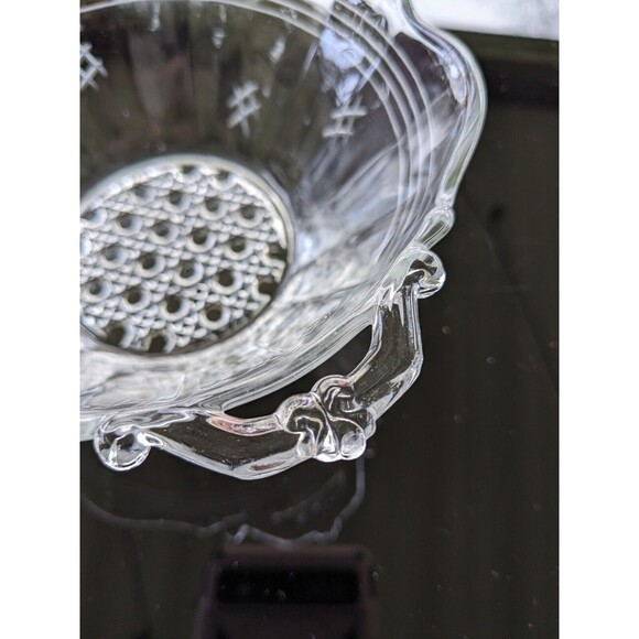 Vintage Clear Depression Glass 5" Small Etched Bowl Basket Weave MCM Handles - Picture 9 of 12